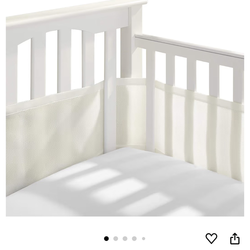 White Baby Crib with Mesh Sides